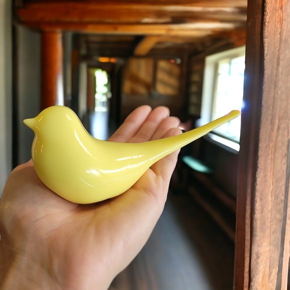 Mid Century Modern Modwing Bird Figurine 3d Resin Eames 60s Yellow LARGE - Picture 2 of 3